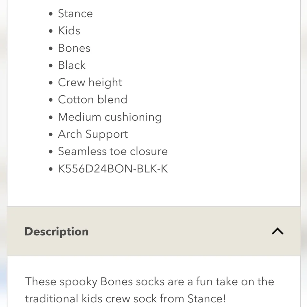 NWT Kid's Bones Stance Crew Socks